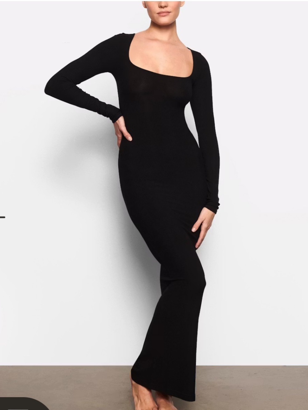 Skims Long Sleeve Maxi Dress in Onyx